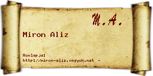 Miron Aliz névjegykártya